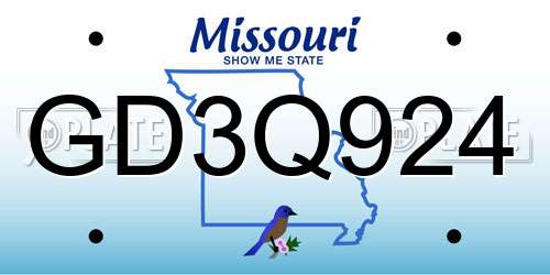 GD3Q924 Missouri License Plate