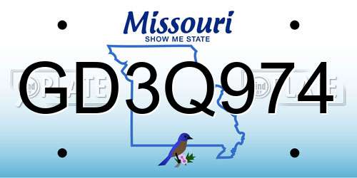 GD3Q974 Missouri License Plate
