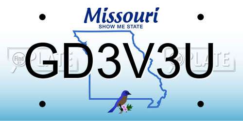 GD3V3U Missouri License Plate
