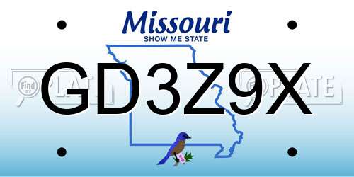 GD3Z9X Missouri License Plate