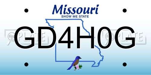 GD4H0G Missouri License Plate