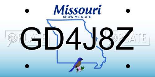 GD4J8Z Missouri License Plate