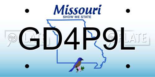 GD4P9L Missouri License Plate