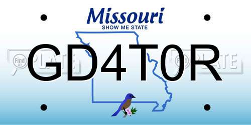 GD4T0R Missouri License Plate