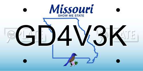 GD4V3K Missouri License Plate