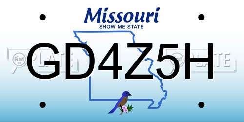 GD4Z5H Missouri License Plate