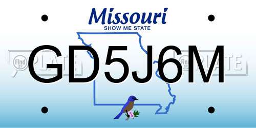 GD5J6M Missouri License Plate