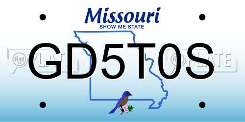 GD5T0S Missouri License Plate