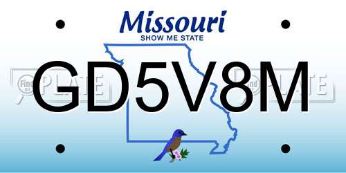GD5V8M Missouri License Plate