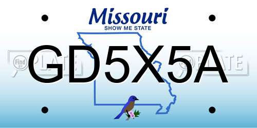 GD5X5A Missouri License Plate
