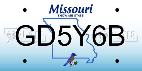 GD5Y6B Missouri License Plate