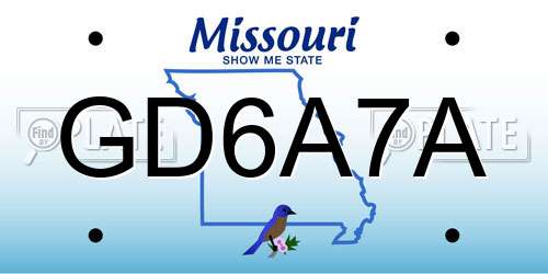 GD6A7A Missouri License Plate