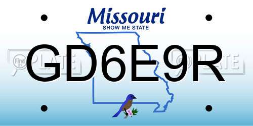 GD6E9R Missouri License Plate