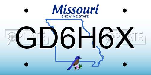 GD6H6X Missouri License Plate