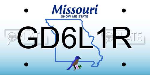 GD6L1R Missouri License Plate