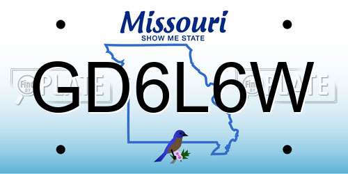 GD6L6W Missouri License Plate