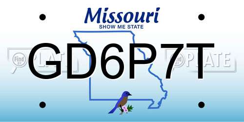 GD6P7T Missouri License Plate