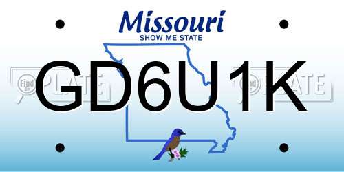 GD6U1K Missouri License Plate