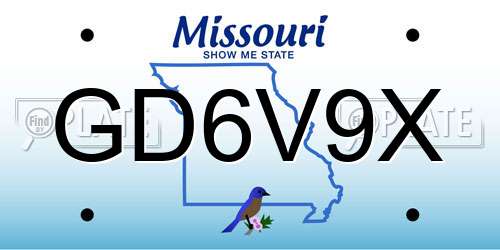 GD6V9X Missouri License Plate