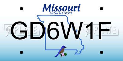 GD6W1F Missouri License Plate