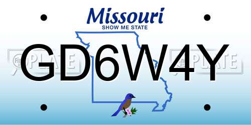 GD6W4Y Missouri License Plate