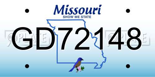 GD72148 Missouri License Plate