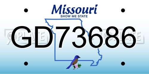 GD73686 Missouri License Plate