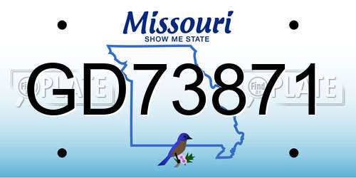 GD73871 Missouri License Plate