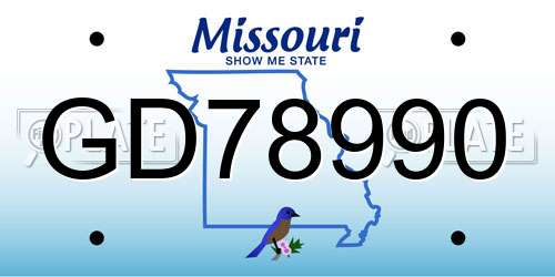 GD78990 Missouri License Plate