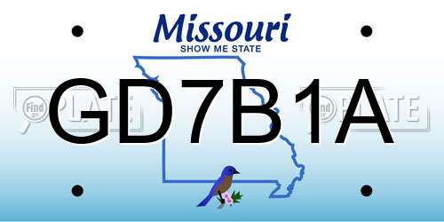 GD7B1A Missouri License Plate