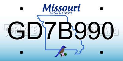 GD7B990 Missouri License Plate