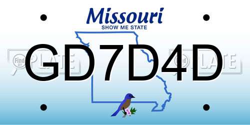 GD7D4D Missouri License Plate