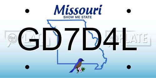 GD7D4L Missouri License Plate