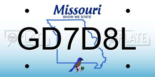 GD7D8L Missouri License Plate