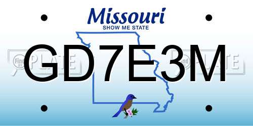 GD7E3M Missouri License Plate