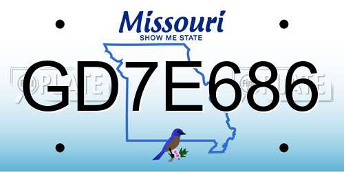 GD7E686 Missouri License Plate