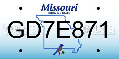 GD7E871 Missouri License Plate