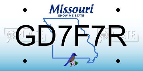 GD7F7R Missouri License Plate