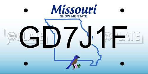 GD7J1F Missouri License Plate