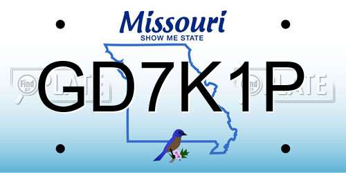 GD7K1P Missouri License Plate