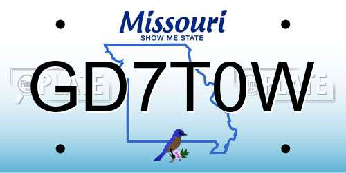 GD7T0W Missouri License Plate