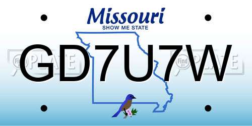 GD7U7W Missouri License Plate