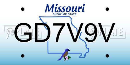 GD7V9V Missouri License Plate