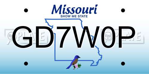 GD7W0P Missouri License Plate
