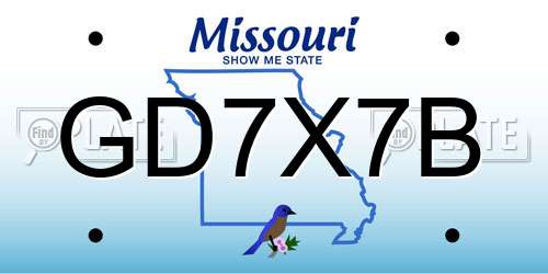 GD7X7B Missouri License Plate