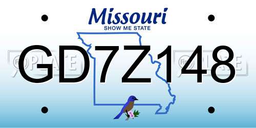 GD7Z148 Missouri License Plate