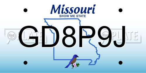 GD8P9J Missouri License Plate