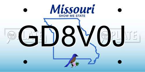GD8V0J Missouri License Plate