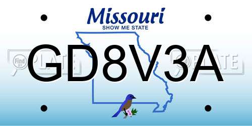 GD8V3A Missouri License Plate