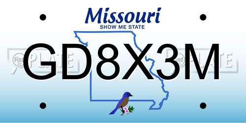 GD8X3M Missouri License Plate